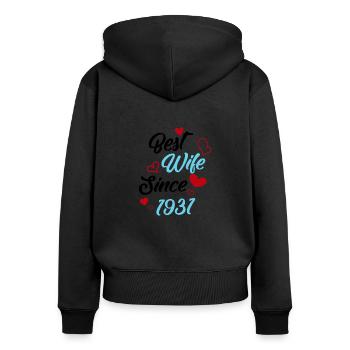 Anniversary Best Wife Since 1931 Wedding - Women's Premium Organic Zip Hoodie - black - Back - Julia (174cm)