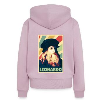 Leonardo da Vinci Vintage Farben - Frauen Premium Bio Zip Hoodie - Altrosa - Hinten - Julia (174cm)