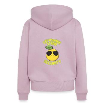Stand de limonade Sécurité Mignon Citron Été - Sweat à capuche zippé Premium bio Femme - rose poudré - Dos - Julia (174cm)
