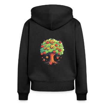 Pommes Arbre Fruit Verger Pomme Cueillette Mignon - Sweat à capuche zippé Premium bio Femme - noir - Dos - Julia (174cm)