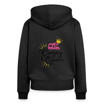 Camping Queen Wohnmobil - Frauen Premium Bio Zip Hoodie - Schwarz - Hinten - Julia (174cm)