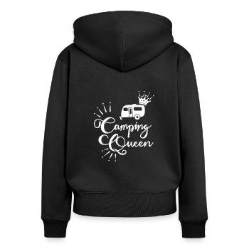 Camping Queen Caravan - Women's Premium Organic Zip Hoodie - black - Back - Julia (174cm)