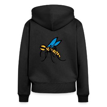 Mücke 2405 - Frauen Premium Bio Zip Hoodie - Schwarz - Hinten - Julia (174cm)