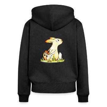 Kleines Häschen - Frauen Premium Bio Zip Hoodie - Schwarz - Hinten - Julia (174cm)
