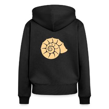 Muschel - Frauen Premium Bio Zip Hoodie - Schwarz - Hinten - Julia (174cm)