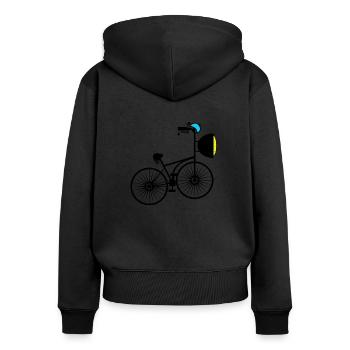 Verruecktes Fahrrad - Frauen Premium Bio Zip Hoodie - Schwarz - Hinten - Julia (174cm)