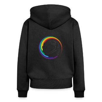 Yoga Baum und Chakren - Frauen Premium Bio Zip Hoodie - Schwarz - Hinten - Julia (174cm)