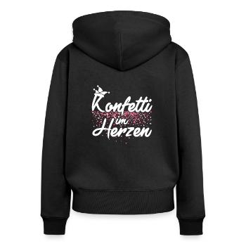 Konfetti im Herzen Fasching Karneval Konfetti - Frauen Premium Bio Zip Hoodie - Schwarz - Hinten - Julia (174cm)