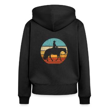 Westernreiten Westernreiterin Pferd Cowgirls Retro - Frauen Premium Bio Zip Hoodie - Schwarz - Hinten - Julia (174cm)