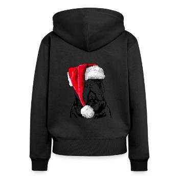Santa OLD ENGLISH BULLDOG Weihnachten OEB Wilsigns - Frauen Premium Bio Zip Hoodie - Schwarz - Hinten - Julia (174cm)