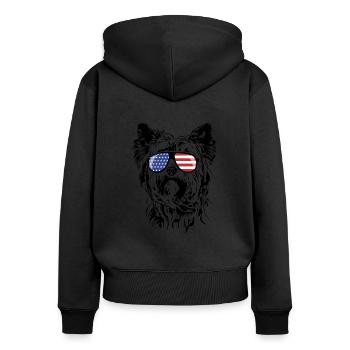 Yorkshire Terrier America Flag Sunglasses - Women's Premium Organic Zip Hoodie - black - Back - Julia (174cm)