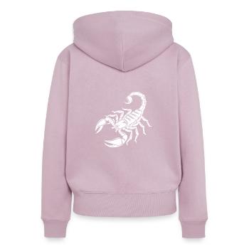Scorpion - Dard venimeux - Conservation des espèces - Habitat - Sweat à capuche zippé Premium bio Femme - rose poudré - Dos - Julia (174cm)