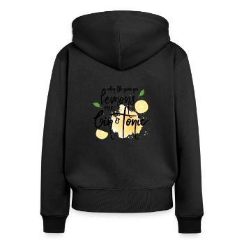 Citrons vivants - Gin & tonic - Sweat à capuche zippé Premium bio Femme - noir - Dos - Julia (174cm)