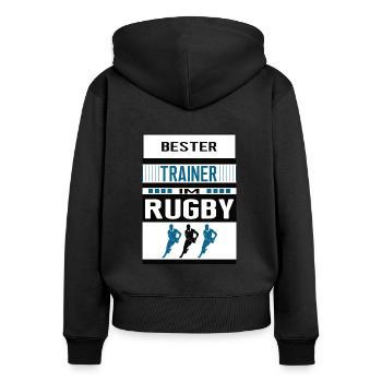 Rugby Trainer Bester Rugbytrainer Rugbymannschaft - Frauen Premium Bio Zip Hoodie - Schwarz - Hinten - Julia (174cm)