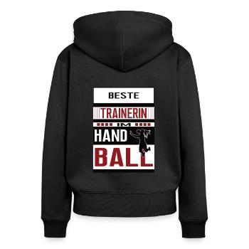 Beste Handball Trainerin Danke Handballtrainerin - Frauen Premium Bio Zip Hoodie - Schwarz - Hinten - Julia (174cm)
