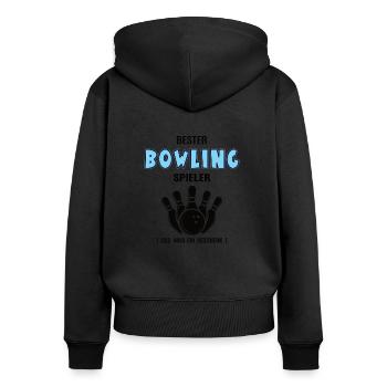 Bowling Spieler Bester Bowler Geburtstag - Frauen Premium Bio Zip Hoodie - Schwarz - Hinten - Julia (174cm)