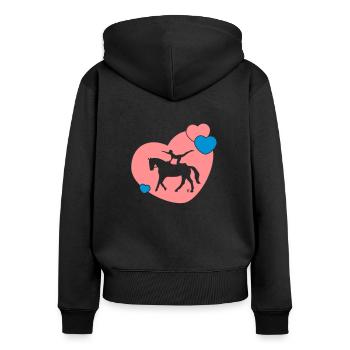 Volti-Herz - Frauen Premium Bio Zip Hoodie - Schwarz - Hinten - Julia (174cm)