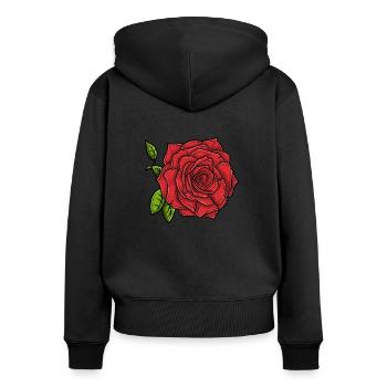 Fleur de rose - Sweat à capuche zippé Premium bio Femme - noir - Dos - Julia (174cm)