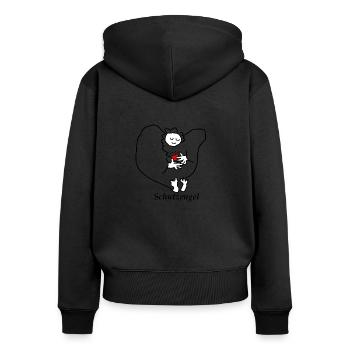 Schutzengel mit Herz - Frauen Premium Bio Zip Hoodie - Schwarz - Hinten - Julia (174cm)
