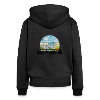 Bayern Tourismus Schloss Neuschwanstein Kultur - Frauen Premium Bio Zip Hoodie - Schwarz - Hinten - Julia (174cm)