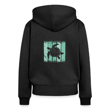 Schildkröte - Frauen Premium Bio Zip Hoodie - Schwarz - Hinten - Julia (174cm)
