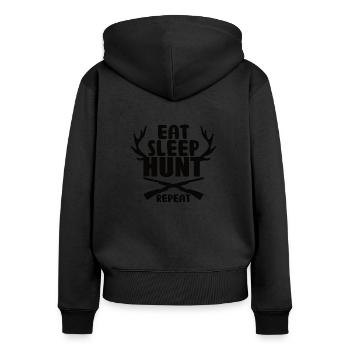 Eat sleep hunt repeat - Women's Premium Organic Zip Hoodie - black - Back - Julia (174cm)
