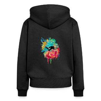 Plongeurs en haute mer et Plongeurs PopArt - Sweat à capuche zippé Premium bio Femme - noir - Dos - Julia (174cm)