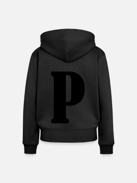 P - Frauen Premium Bio Zip Hoodie - Schwarz