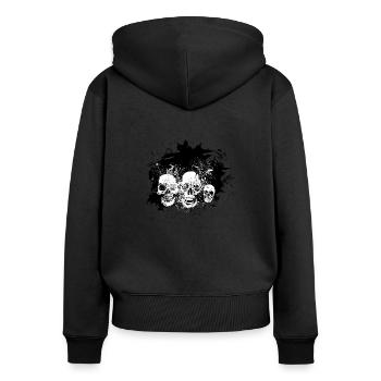 tete de mort fantaisie skull crane pirate - Sweat à capuche zippé Premium bio Femme - noir - Dos - Julia (174cm)