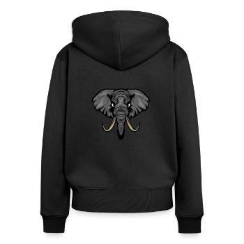 elephant elefant trunk horn ear logo 4 o - Women's Premium Organic Zip Hoodie - black - Back - Julia (174cm)