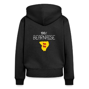100 % bearnaise - Femme béarn - béarnais - Sweat à capuche zippé Premium bio Femme - noir - Dos - Julia (174cm)