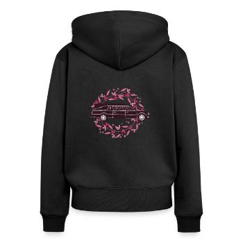 Corbillard funéraire de pompes funèbres - Sweat à capuche zippé Premium bio Femme - noir - Dos - Julia (174cm)