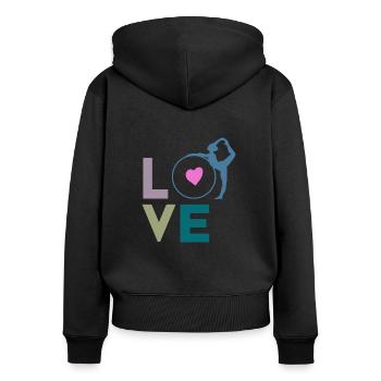 J’aime la gymnastique | Conception de gymnastique cool - Sweat à capuche zippé Premium bio Femme - noir - Dos - Julia (174cm)