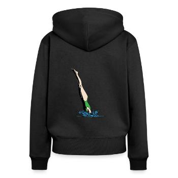 Kopfsprung Frau - Frauen Premium Bio Zip Hoodie - Schwarz - Hinten - Julia (174cm)