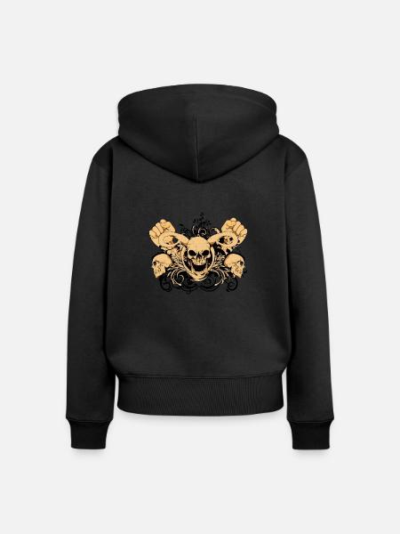 Schädel Punsch - Frauen Premium Bio Zip Hoodie - Schwarz