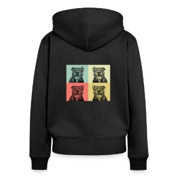 Pitbull - Visage souriant - Sweat à capuche zippé Premium bio Femme - noir - Dos - Julia (174cm)