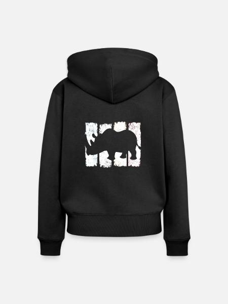 Nashorn Rhinozeros retro - Frauen Premium Bio Zip Hoodie - Schwarz
