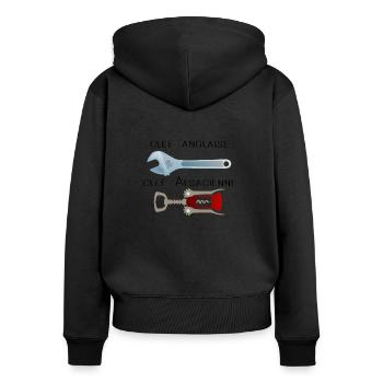 clef anglaise alsacienne humour drole alcool tire - Sweat à capuche zippé Premium bio Femme - noir - Dos - Julia (174cm)
