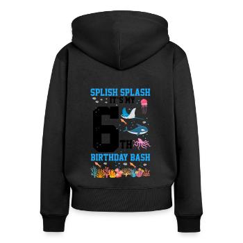 Biologie marine Fête d’anniversaire Anniversaire 6 - Sweat à capuche zippé Premium bio Femme - noir - Dos - Julia (174cm)