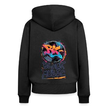 Black music record graffiti - Women's Premium Organic Zip Hoodie - black - Back - Julia (174cm)