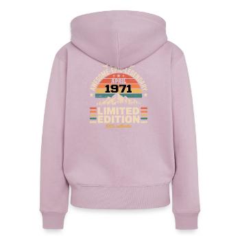 Jubiläumsjahrgang April 1971 - Frauen Premium Bio Zip Hoodie - Altrosa - Hinten - Julia (174cm)