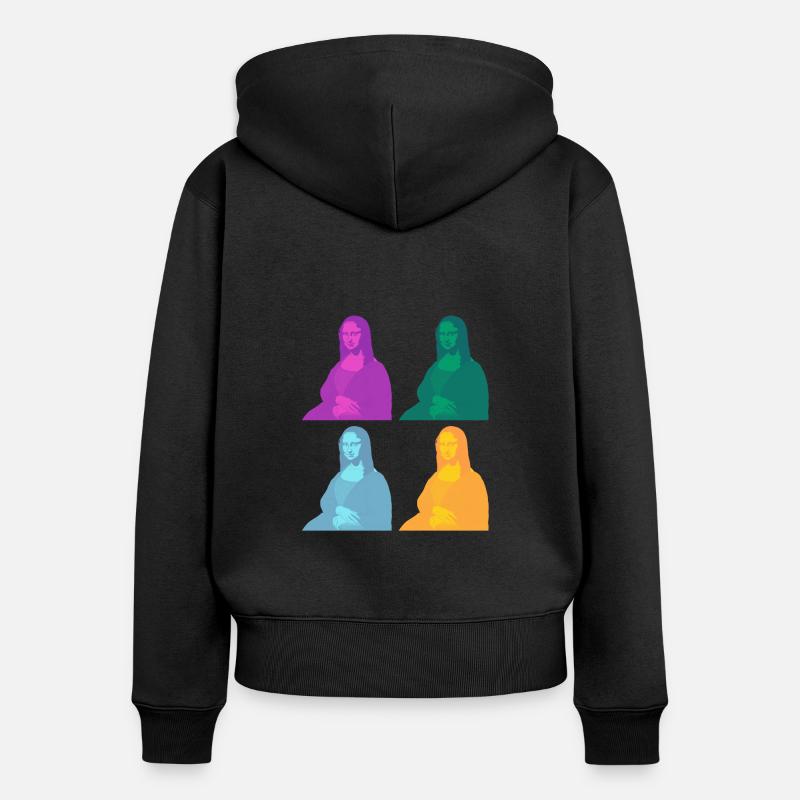 Mona Lisa Popart - Frauen Premium Bio Zip Hoodie - Schwarz