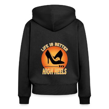 High Heels Damenschuhe Pumps Life is better - Frauen Premium Bio Zip Hoodie - Schwarz - Hinten - Julia (174cm)
