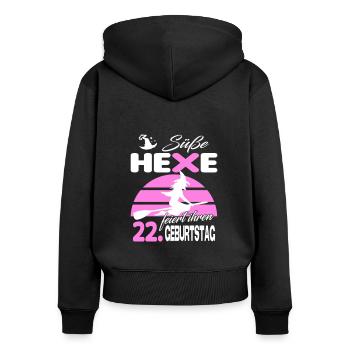 22 Jahre Geburtstag Frau Hexe Süß Süss Jahrestag - Frauen Premium Bio Zip Hoodie - Schwarz - Hinten - Julia (174cm)