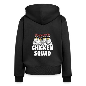 Chicken Squad Cool Chicken Dicton - Sweat à capuche zippé Premium bio Femme - noir - Dos - Julia (174cm)