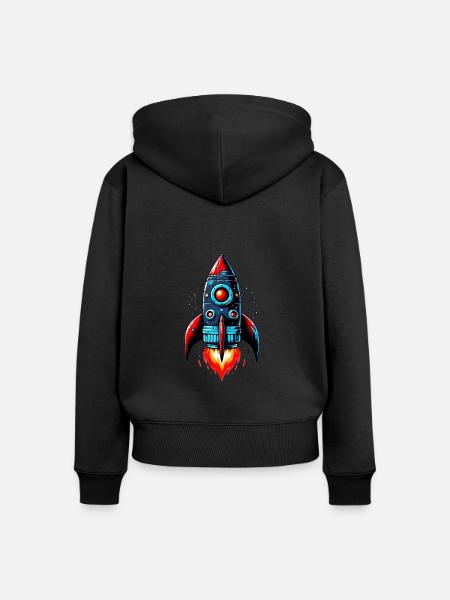 Raketenmann als Durchstarter Gewinner - Frauen Premium Bio Zip Hoodie - Schwarz