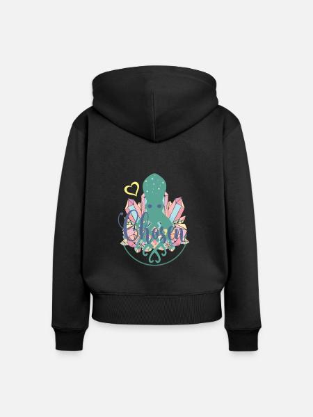 Kristallquallen-Herz - Frauen Premium Bio Zip Hoodie - Schwarz