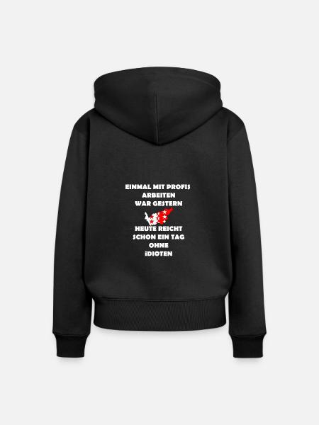 ARBEITEN WEISS - Frauen Premium Bio Zip Hoodie - Schwarz