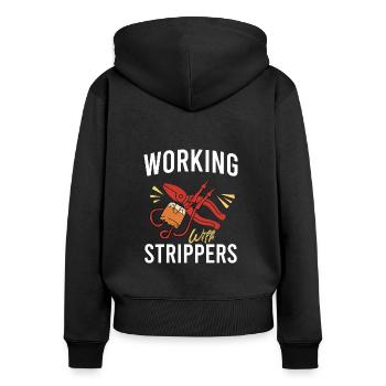 Elektriker Elektroniker Vintage Betriebselektriker - Frauen Premium Bio Zip Hoodie - Schwarz - Hinten - Julia (174cm)