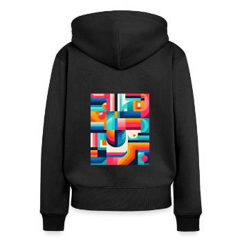 Fractal Symphony - Boxy T-Shirt Design für Damen. Traum - Frauen Premium Bio Zip Hoodie - Schwarz - Hinten - Julia (174cm)
